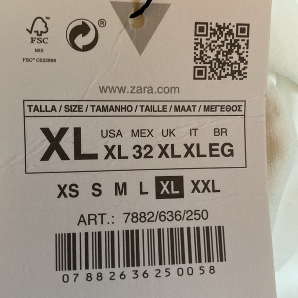 NWT. Zara White Knit Fabric Midi Dress with Asymmetric Neckline. Size XL - Picture 8 of 10